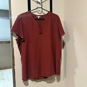 Women's V-Neck Rust Top